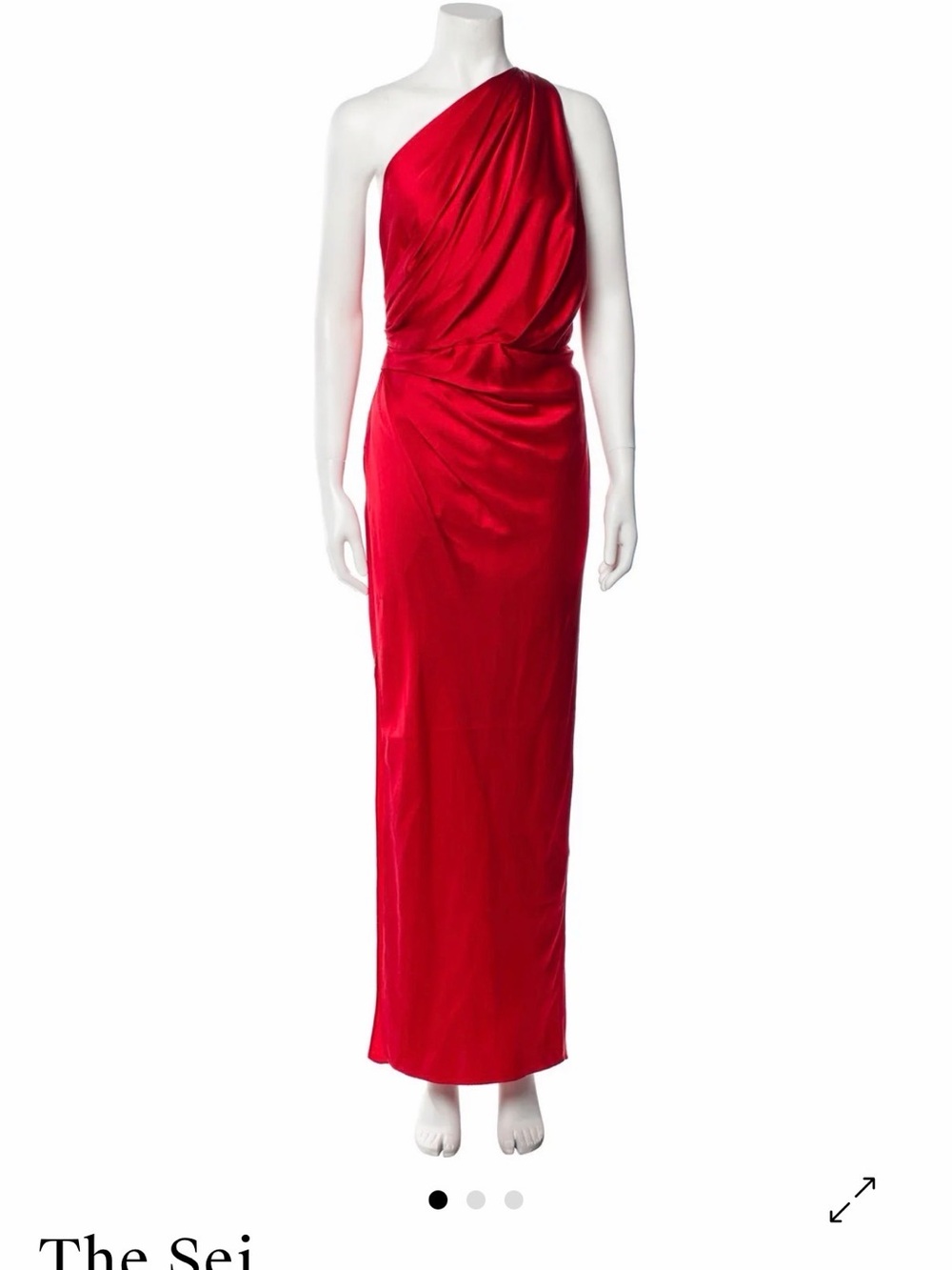 The Sei One-Shoulder Red Satin Evening Dress